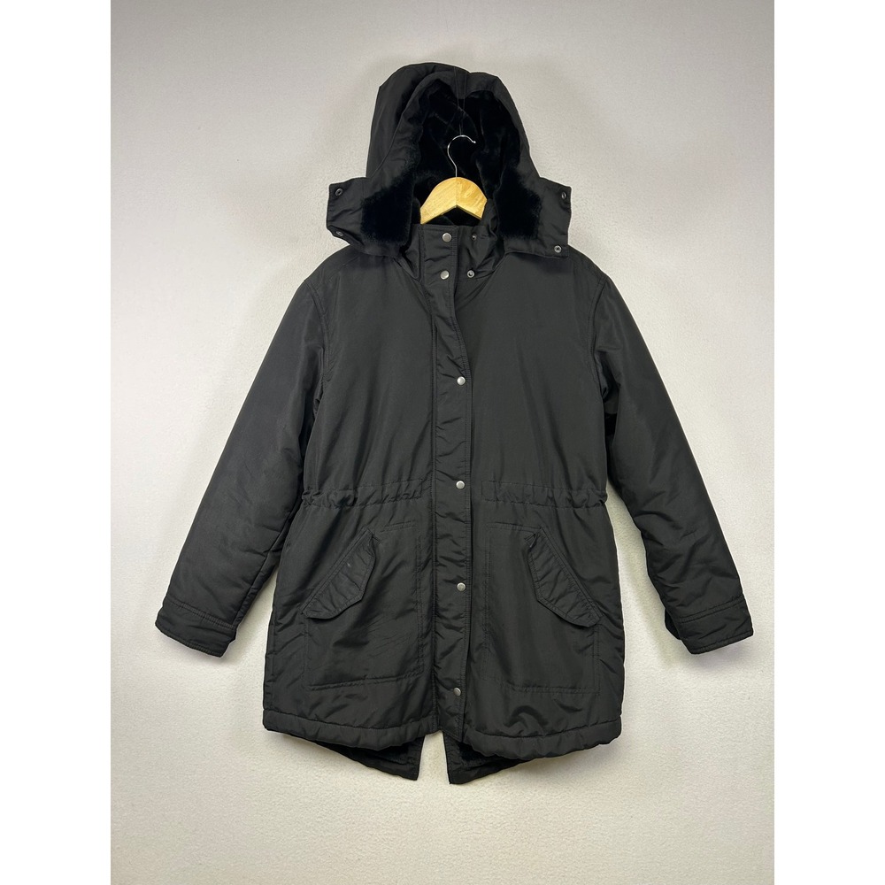 Winter Utility Old Navy‎ Womens Large Black Faux Fur Lined Hooded Parka Coat